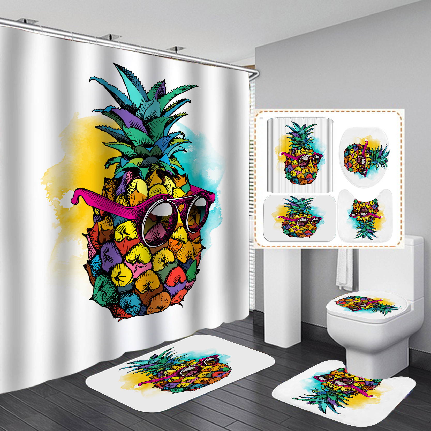 Amazon transfronteriza Venta caliente Impresión digital Baño serie de frutas Cortina de ducha Cortina de suministro directo de fábrica al por mayor