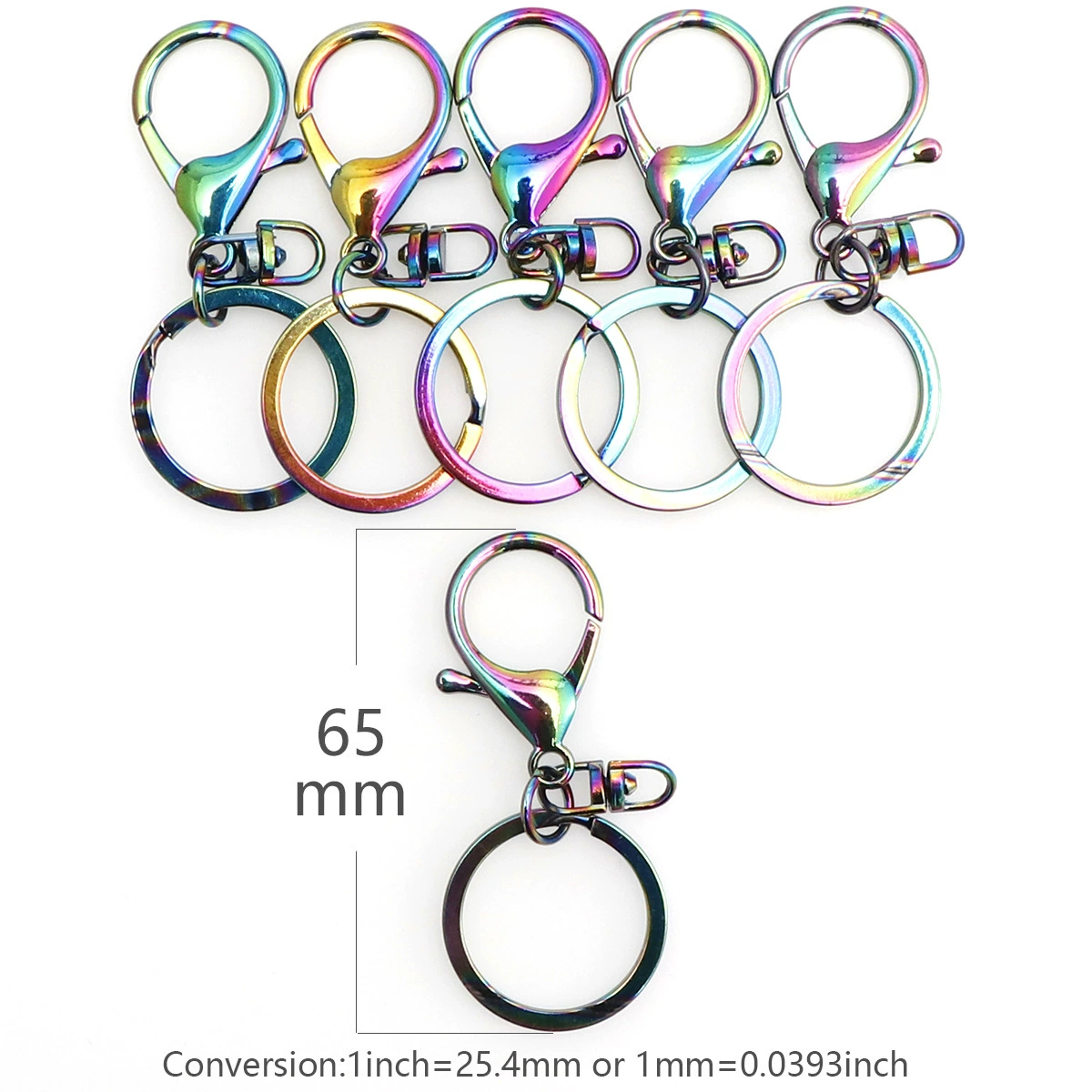 Keychain for keys with zipper, universal accessory, accessories, 3 pieces, 65mm