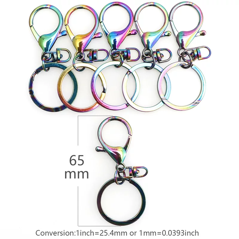 Keychain for keys with zipper, universal accessory, accessories, 3 pieces, 65mm