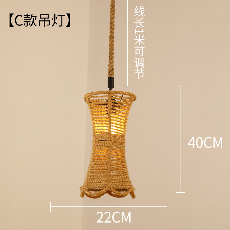 Retro estilo industrial cuerda de cáñamo lámpara cuerda hecha a mano bricolaje pantalla ropa restaurante personalidad creativa país cáñamo cuerda araña