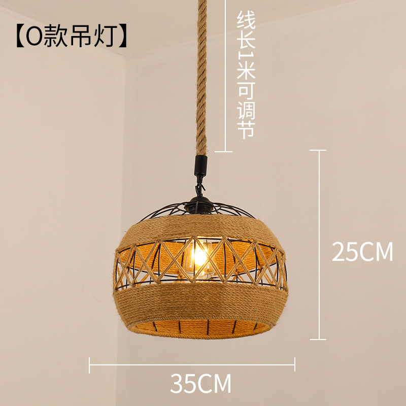Retro estilo industrial cuerda de cáñamo lámpara cuerda hecha a mano bricolaje pantalla ropa restaurante personalidad creativa país cáñamo cuerda araña