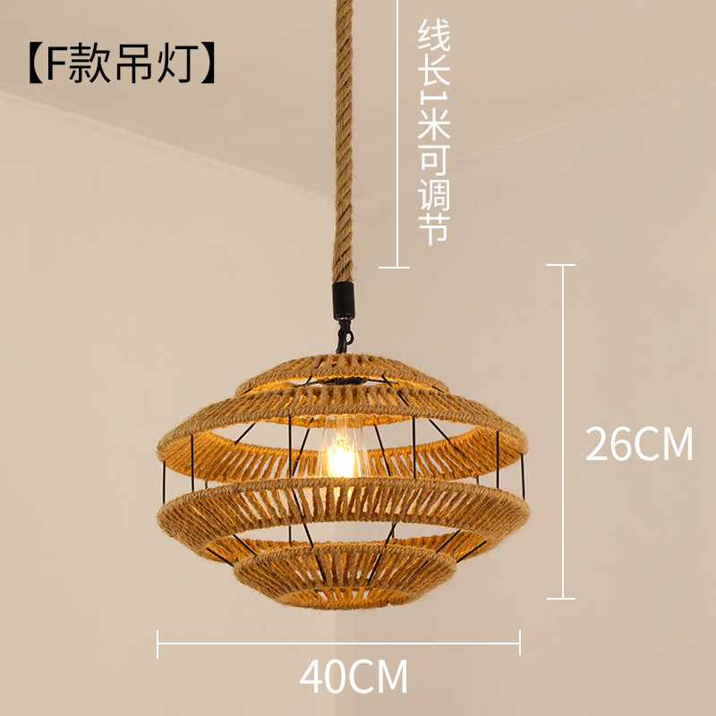 Retro estilo industrial cuerda de cáñamo lámpara cuerda hecha a mano bricolaje pantalla ropa restaurante personalidad creativa país cáñamo cuerda araña