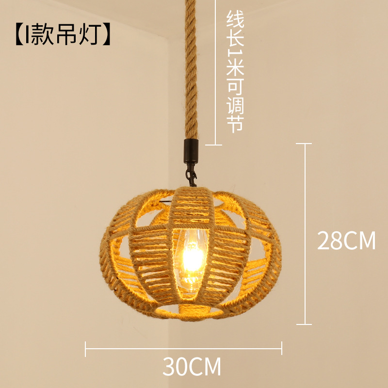 Retro estilo industrial cuerda de cáñamo lámpara cuerda hecha a mano bricolaje pantalla ropa restaurante personalidad creativa país cáñamo cuerda araña