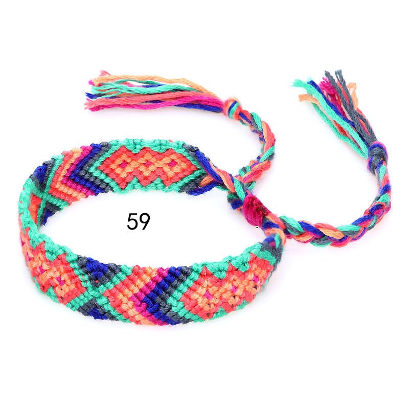 La Venta caliente europea y americana tejida pulsera Nepal estilo étnico tejido a mano Arco Iris Lucky amistad pulsera