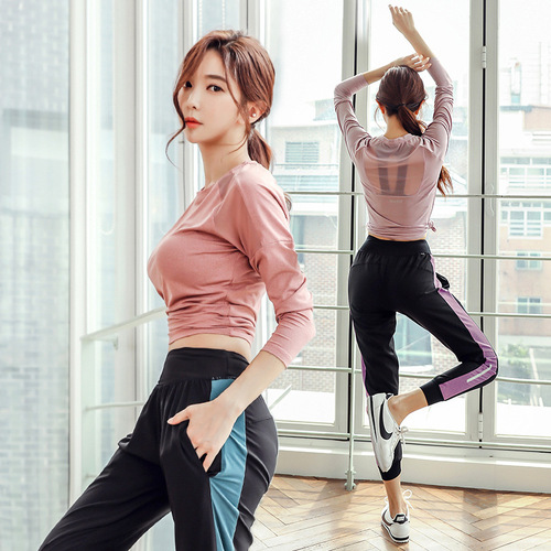 New sports suit women's yoga wear trousers internet celebrity gym running breathable loose quick-drying top fitness wear
