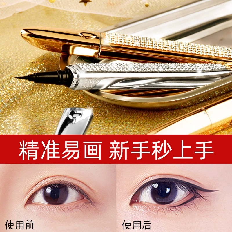 Liquid eyeliner pen, waterproof long‑lasting primer effect, smudge‑proof, beginner‑friendly, gold/silver