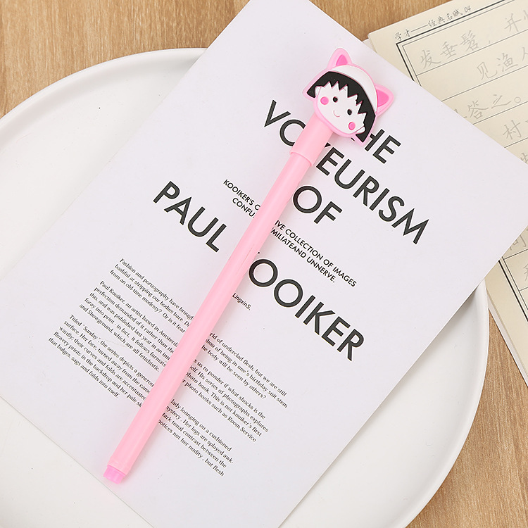 Creativo papelería dibujos animados Maruko gel pluma lindo estudiante examen negro agua pluma de alta calidad Oficina firma pluma