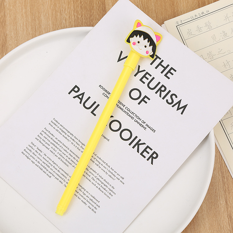 Creativo papelería dibujos animados Maruko gel pluma lindo estudiante examen negro agua pluma de alta calidad Oficina firma pluma