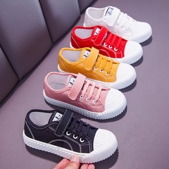 Men and Women's Children's New Korean Style Canvas Shoes for Big, Medium, and Small Children, White Board Shoes with Spring and Autumn Cookie Soles, Breathable Children's Shoes