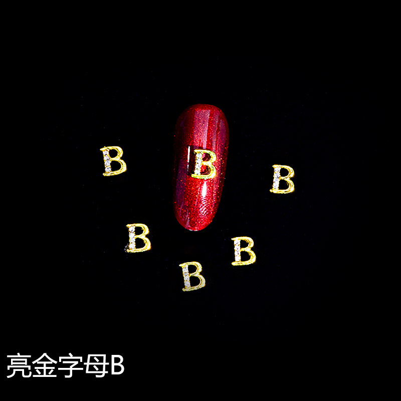 Nuevo LZ manicura 26 letras aleación joyería estilo japonés manicura online celebridad estilo brillante oro letras joyería clavo Taladro