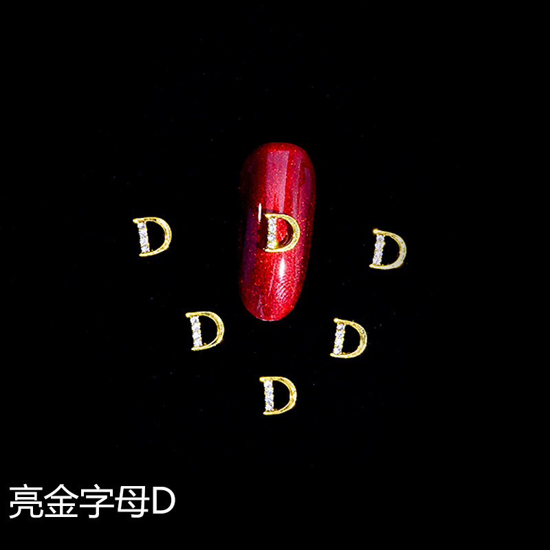 Nuevo LZ manicura 26 letras aleación joyería estilo japonés manicura online celebridad estilo brillante oro letras joyería clavo Taladro