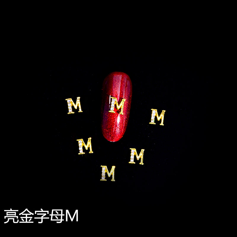 Nuevo LZ manicura 26 letras aleación joyería estilo japonés manicura online celebridad estilo brillante oro letras joyería clavo Taladro