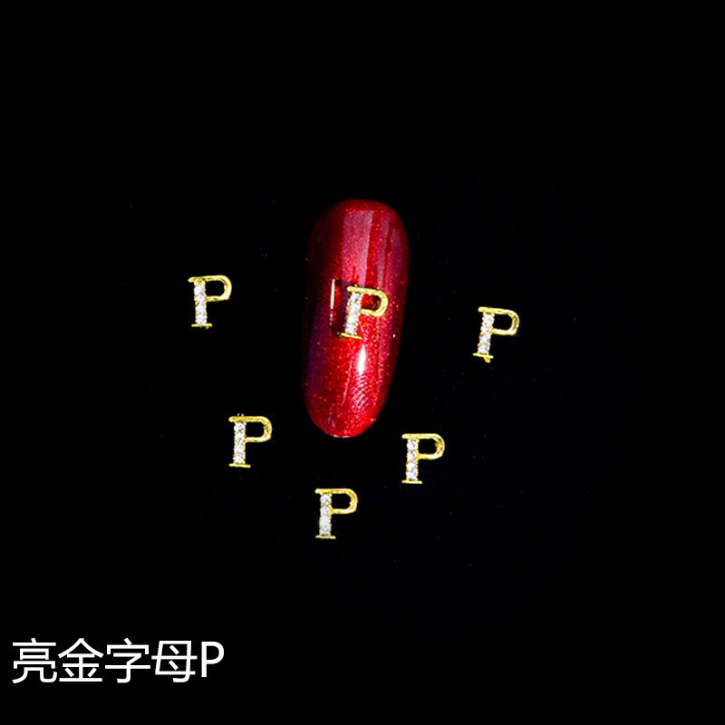 Nuevo LZ manicura 26 letras aleación joyería estilo japonés manicura online celebridad estilo brillante oro letras joyería clavo Taladro