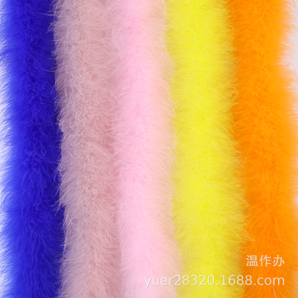 多色可选派对气氛装饰diy彩色帽条火鸡毛全绒毛条长绒款两米一条