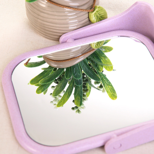 Desktop double-sided straw makeup mirror girl's heart mirror desktop…