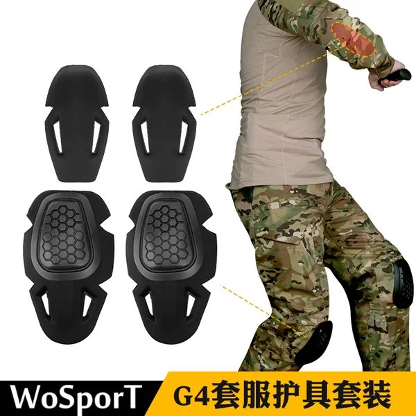 Wosport Factory Direct Sales G4 Protective Gear Set, Impact-Resistant, Lightweight, Non-Slip Knee Trapezoidal Protection