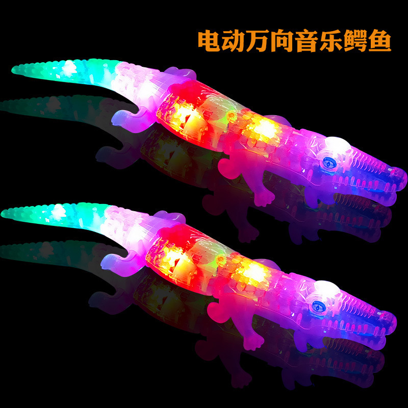 New rope crocodile Electric Universal crocodile luminous belt music toy stall crawling simulation animal wholesale