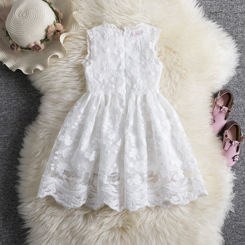 Ropa para niños de comercio exterior 2022 Nuevo vestido para niñas de verano Estilo occidental mariposa bordado vestido sin mangas de princesa sustituto de una sola pieza