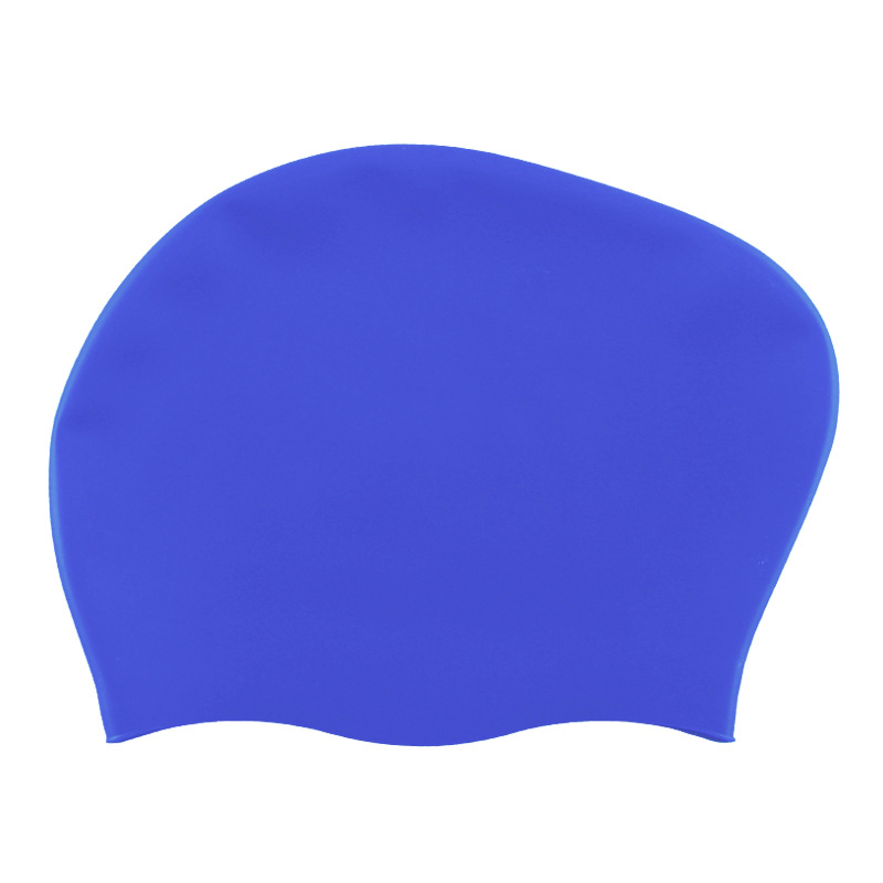 Gorro de natación de silicona de 60g para cabello largo de mujer, en stock, impermeable, de color sólido, con logo personalizable, venta directa de fábrica para cabello largo.
