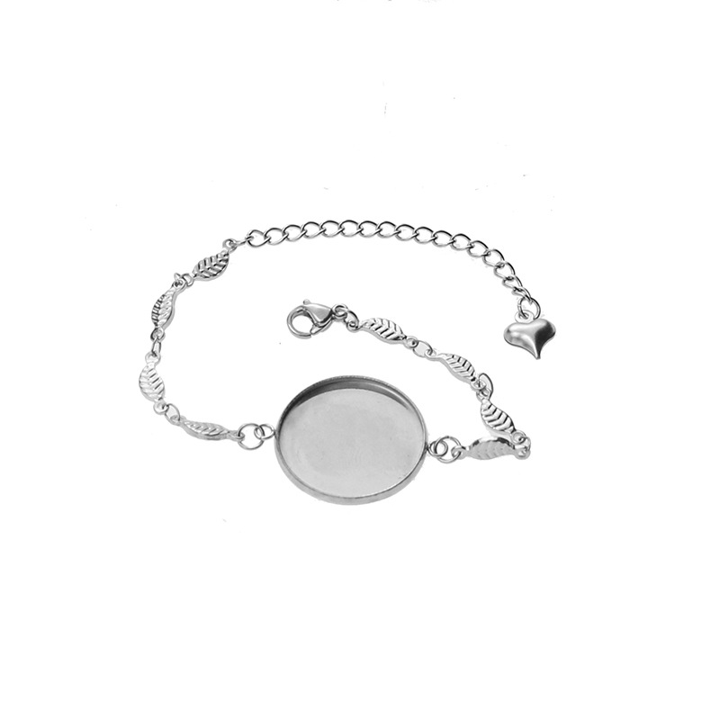 20mm Acero inoxidable gema bandeja pulsera soporte inferior ranura cubierta de goma pieza DIY joyería hecha a mano Accesorios