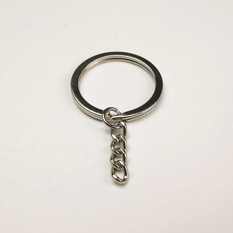 30mm Electroplated Key Ring, High-Quality Silver Keychain, Metal Flat Ring with Chain, DIY Bead Pendant, Handmade Accessory 30mm Electroplated Key Ring, High-Quality Silver Keychain, Metal Flat Ring with Chain, DIY Bead Pendant, Handmade Accessory