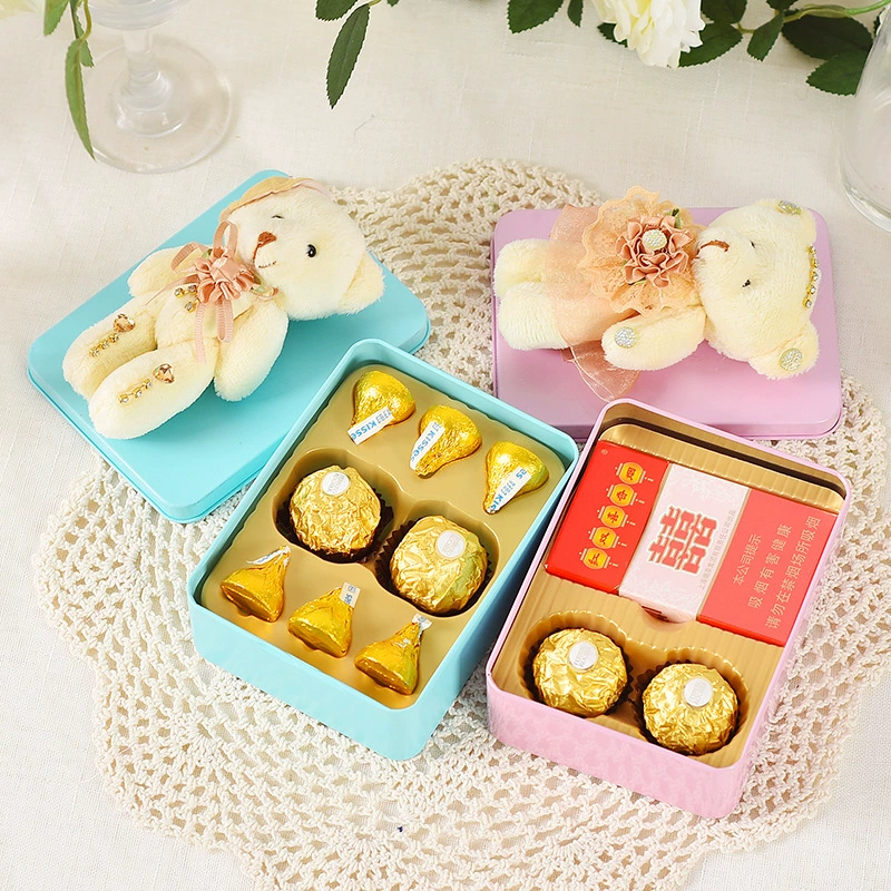Прямоугольная свадебная коробка для конфет, сигарета плюс 2 Ferrero 6, 8 шоколадных капель воды, нижний ряд