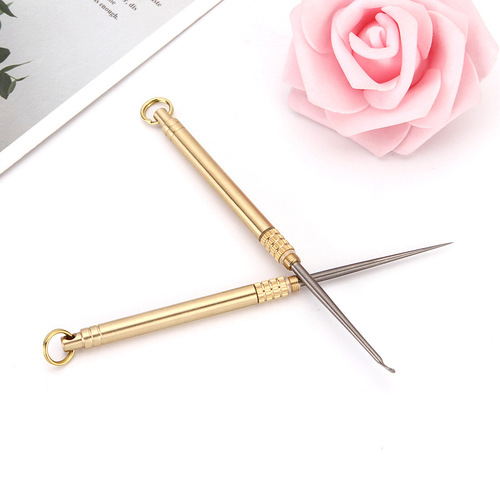 Brass portable waterproof bin titanium alloy toothpick combination toothpick ear spoon barrel portable simple fruit pick