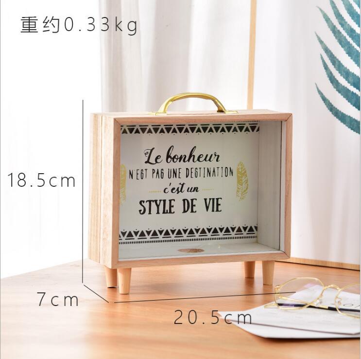 Nórdico ins creativo hogar de madera alcancía dormitorio escritorio decoración foto apoyos sundries caja almacenamiento
