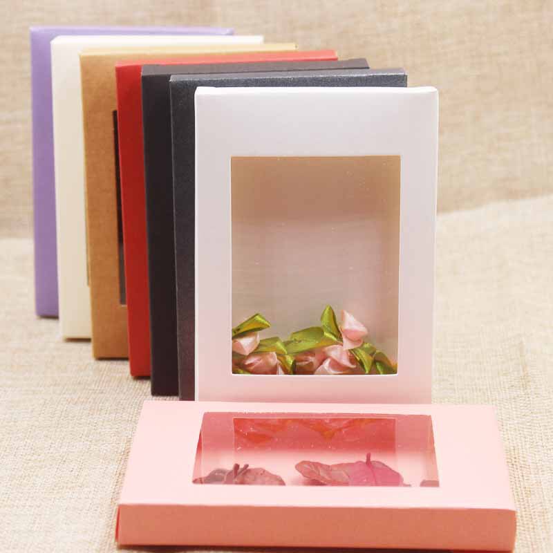 Ready Stock Gift Box Kraft Paper Universal Packaging Carton Pvc Window Colorful Carton Cross-Border