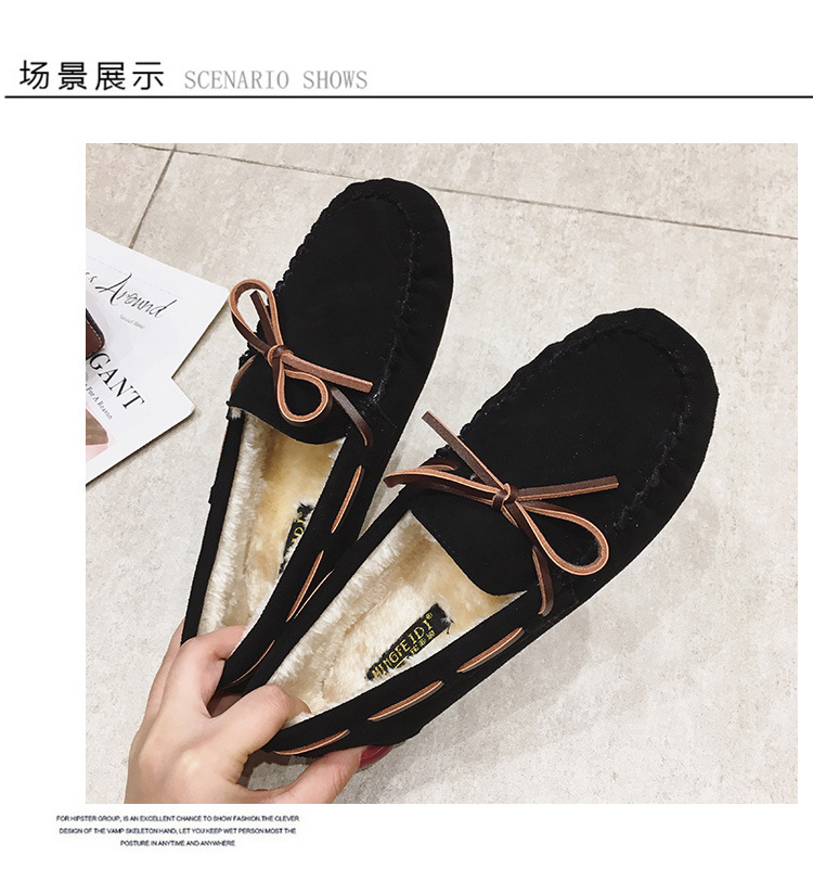 Mocasines de mujer de invierno forrado de lana 2023 nuevos zapatos versátiles de algodón de felpa plana estilo coreano engrosado slip-on zapatos de maternidad