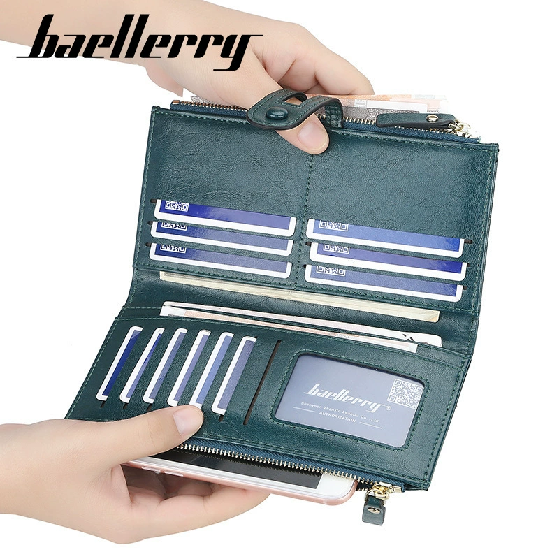 Косметичка Wallet (baellerry) длинная на молнии, натуральная кожа, ручка-ремешок, вместительная 20×11×2 см