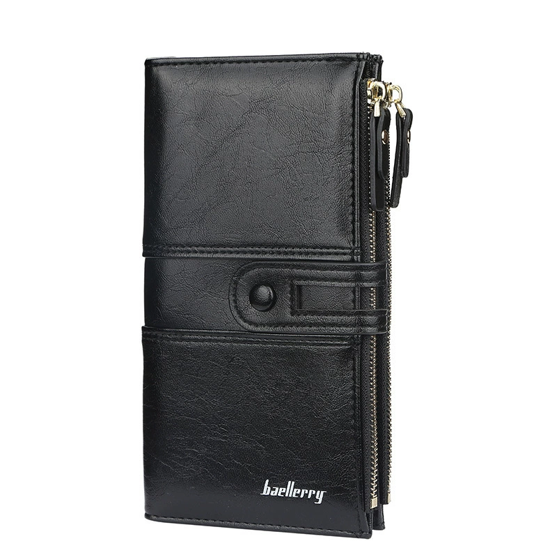 Косметичка Wallet (baellerry) длинная на молнии, натуральная кожа, ручка-ремешок, вместительная 20×11×2 см