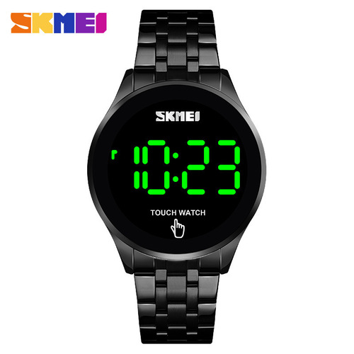 SKMEI brand strength merchant fashion simple touch screen men's multi-functional LED stainless steel electronic watch
