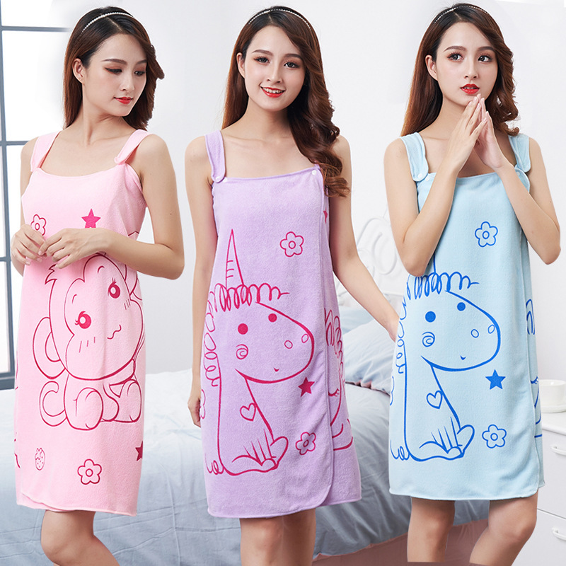 Manufacturer's Variety of Magic Wearable Bath Towels Microfiber Women's Suspender Bath Skirt Printed Foreign Trade Turkish Beach Towels