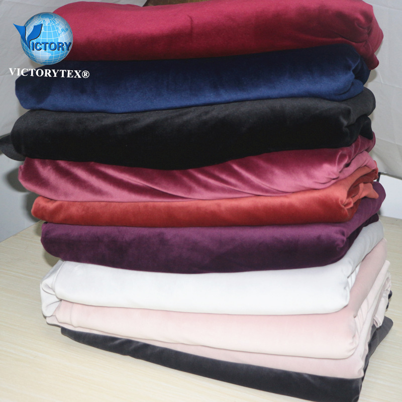 加厚弹力单面水晶氨超绒针织经编涤氨纶超柔短毛绒布服装家纺面料