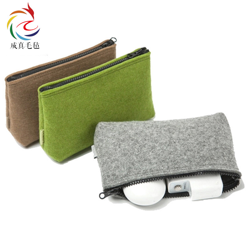 多功能数据线充电器毛毡收纳包数码移动电源化妆品刷整理包