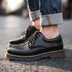 Madden men's shoes, autumn and winter trendy shoes, new casual leather shoes, black large-toe shoes, British style low-top trend