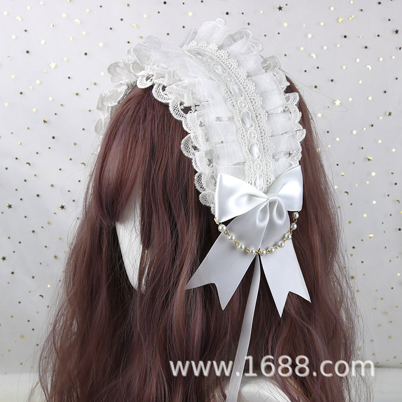 日本の柔らかい妹の白いレースの頭飾りlolitaの甘いものを郵送します。