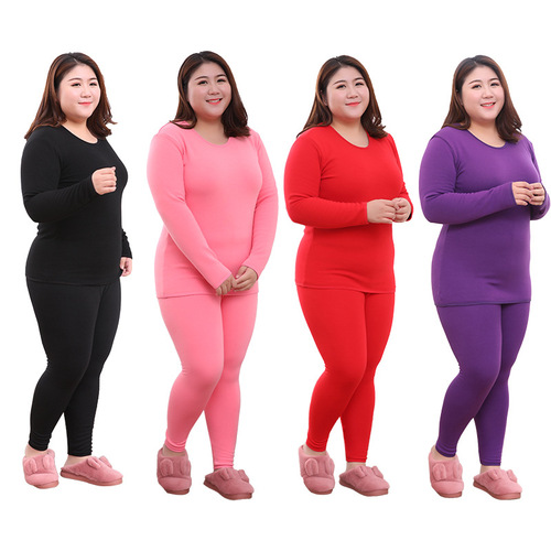 Plus size women's velvet thickened warm red underwear set for women  new fat mm autumn clothes and autumn pants warm clothes