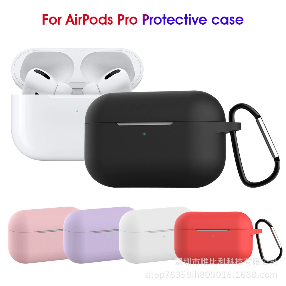 Силиконовый защитный чехол для Apple AirPods Pro, карабин, совместим с беспроводной зарядкой