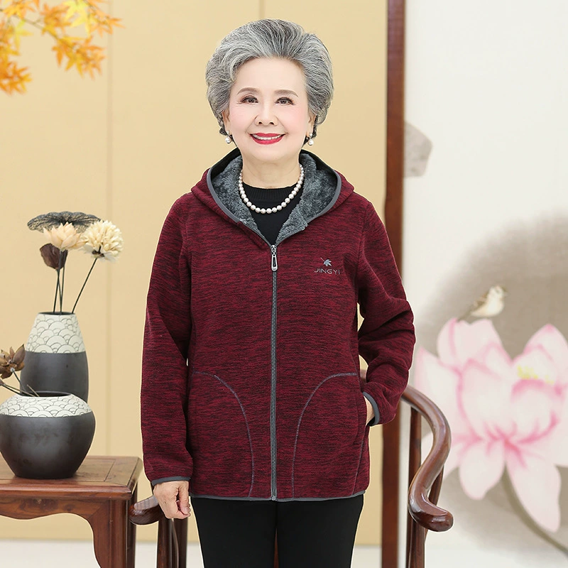 Женский топ Wei Yi, новинка 2019, топ на флисовой подкладке для пожилых женщин, топ для пожилых и старых мам, пальто для полных бабушек и бабушек, осенне-зимнее пальто
