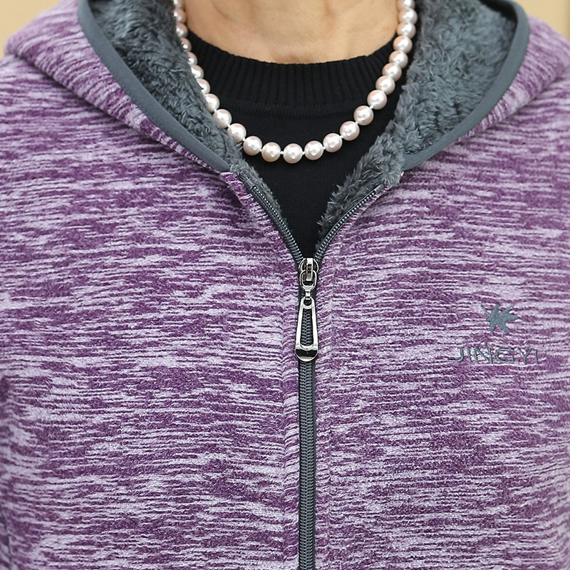 Fleece sweatshirt, demi-season jacket for mother, 2019, for middle age