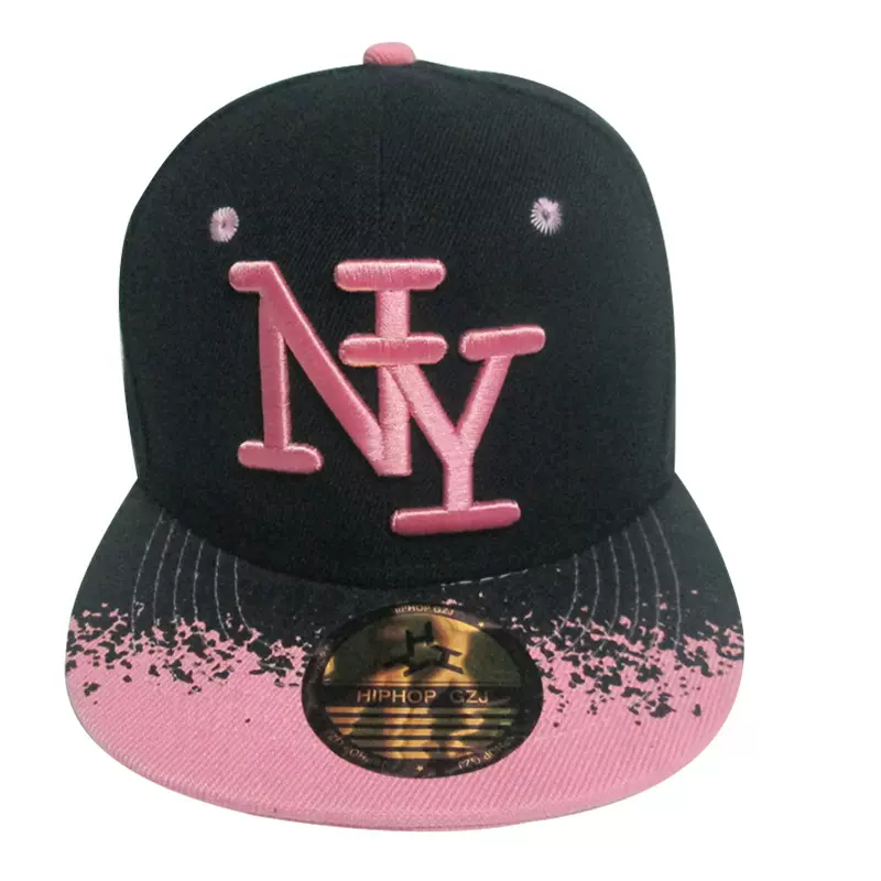 跨境睛纶儿童平沿印花棒球帽 时尚街舞字母男女通用款嘻哈棒球帽