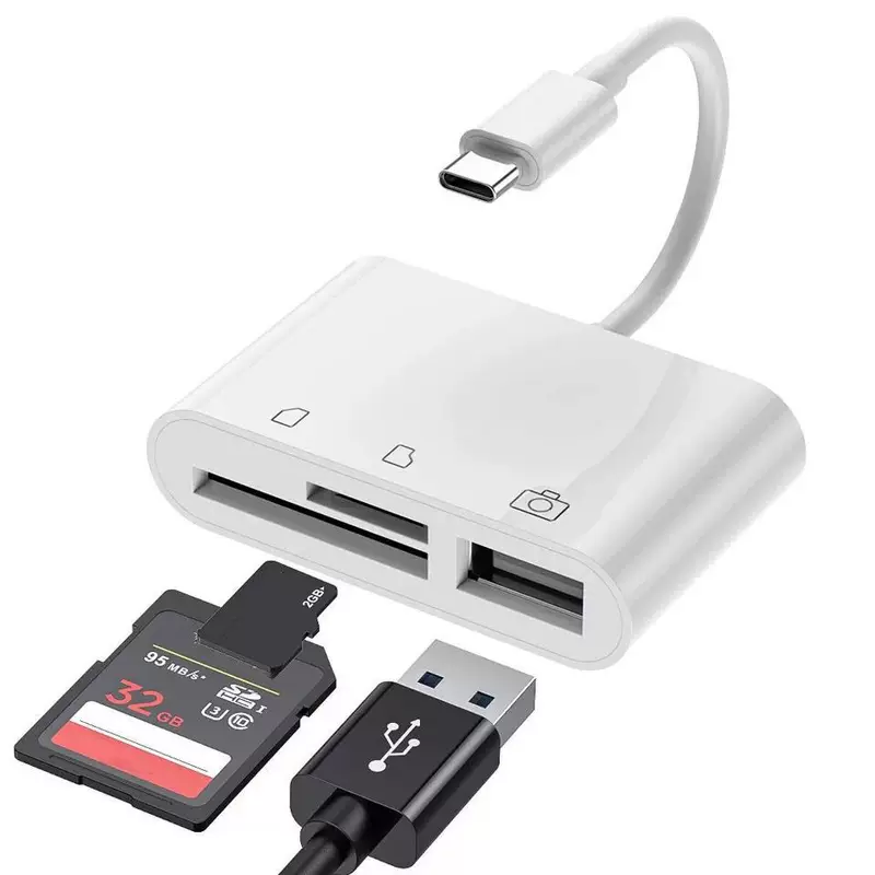 Type-C triple OTG multi-function card reader supports SD TF memory card OTG function and charging function