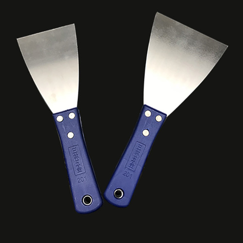 Stainless steel blue plastic handle self-produced and sold three-prong paint scraper ash removal tool tile cleaning joint knife swiping putty knife putty knife