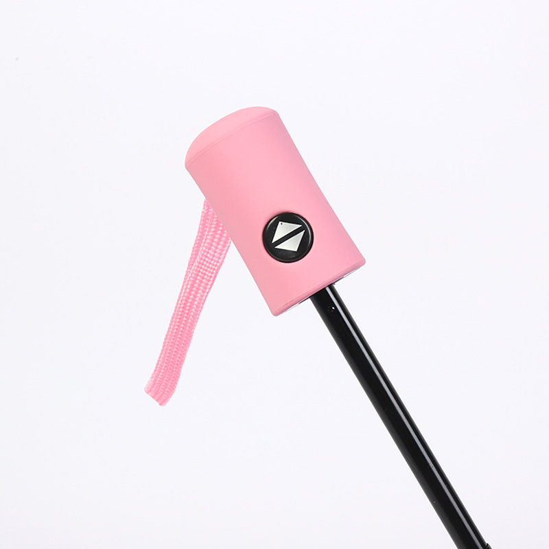 Paraguas transparente completamente automático plegable de tres veces mango de color pequeño logotipo imprimible femenino fresco blanco ventas directas de fábrica de PVC