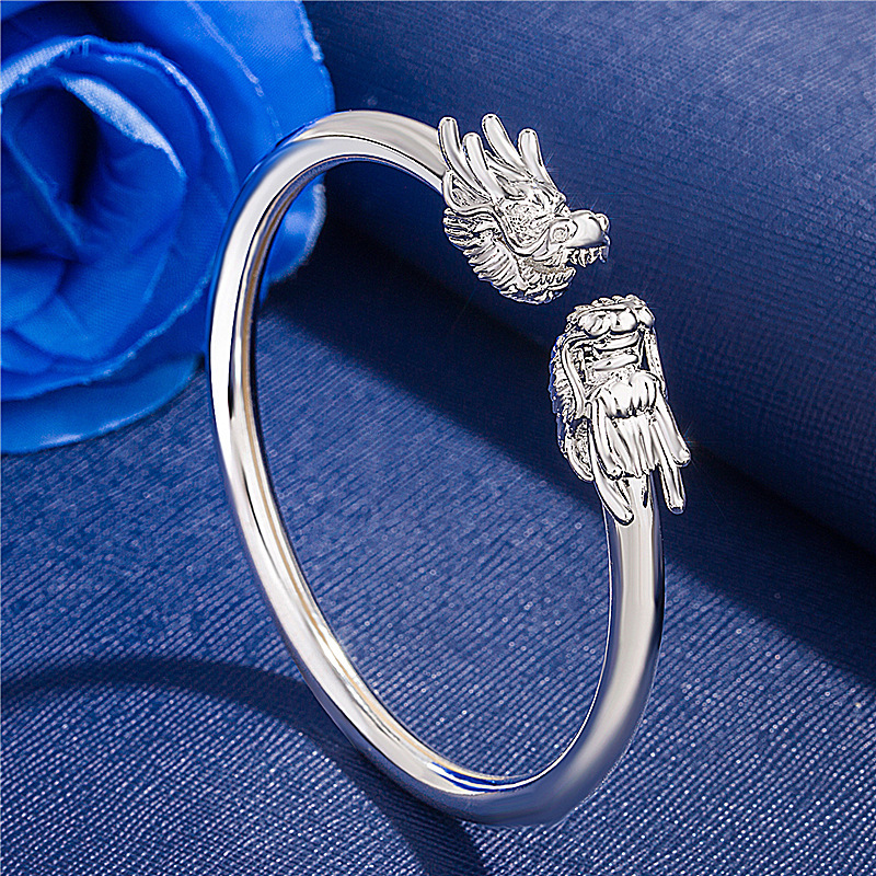 Double Dragon Bracelet Women's Fashion All-match Double Dragon Bracelet Men's Couple Jewelry Men's and Women's Jewelry Factory Wholesale