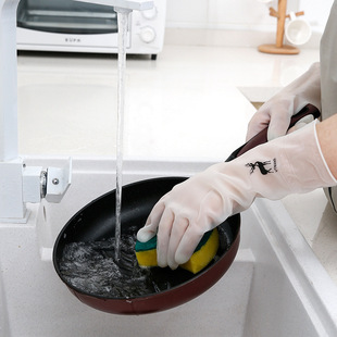 Dishwashing gloves women's waterproof thin kitchen washing bowl washing rubber cleaning household plastic rubber gloves