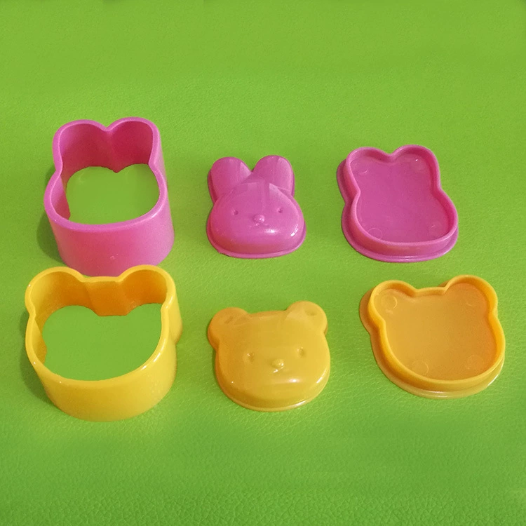 Набор форм, 3 штуки: мультяшные зайчик и медведь, handmade пластиковые molds для детских поделок и DIY по кормлению животных