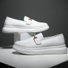 Demi-season white shoes, casual footwear platform, 2019, genuine leather, Korean style